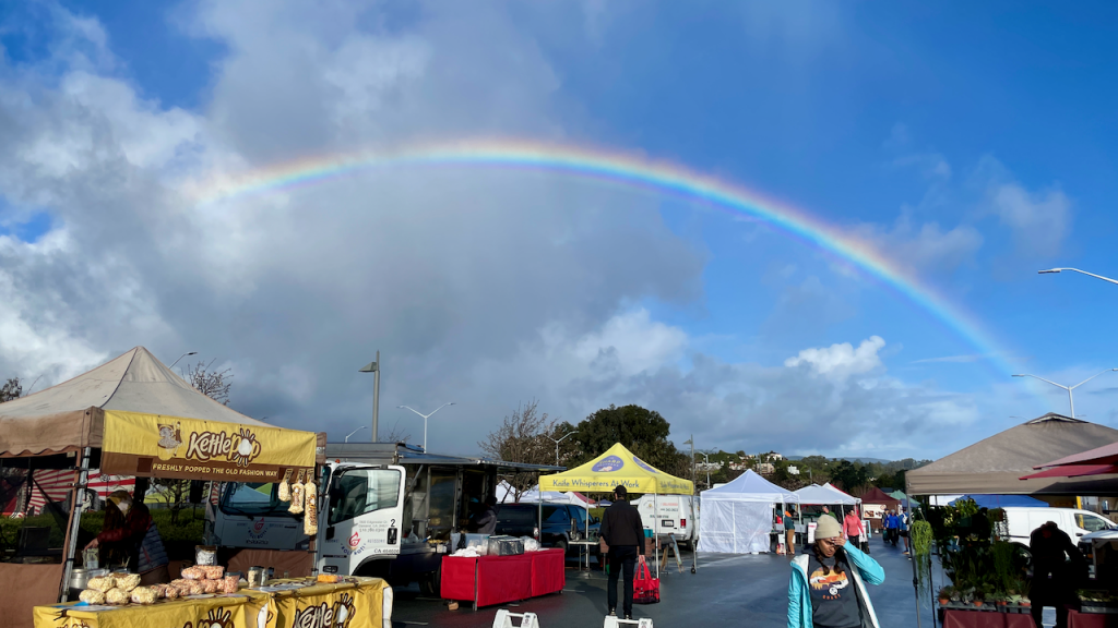 Rainbow at College of San Mateo Farmers' Market March 23rd, 2024